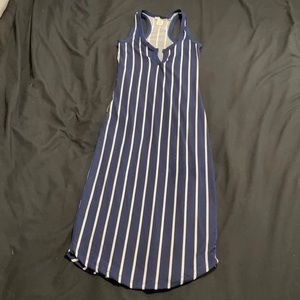 Navy and white striped dress